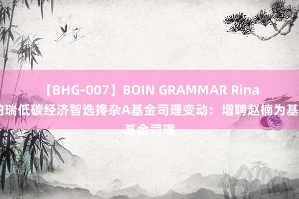 【BHG-007】BOIN GRAMMAR Rina 华泰柏瑞低碳经济智选搀杂A基金司理变动：增聘赵楠为基金司理