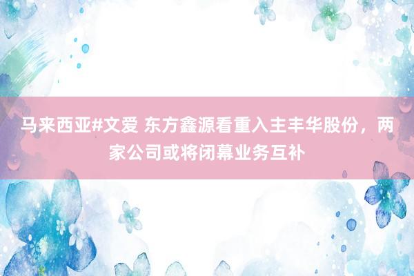 马来西亚#文爱 东方鑫源看重入主丰华股份，两家公司或将闭幕业务互补