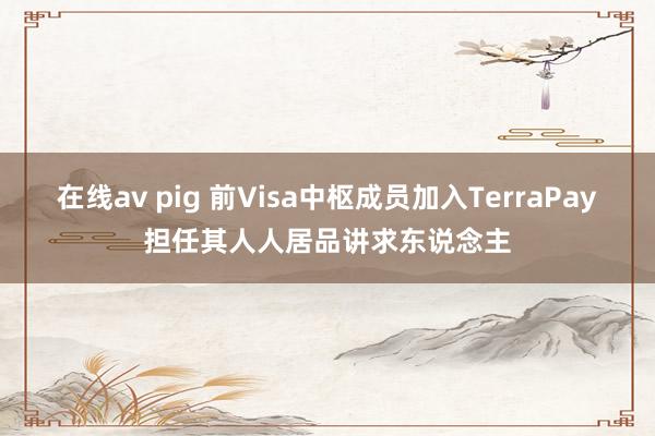 在线av pig 前Visa中枢成员加入TerraPay担任其人人居品讲求东说念主