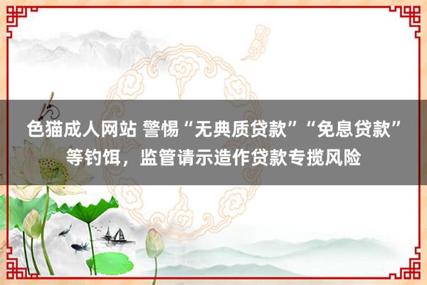 色猫成人网站 警惕“无典质贷款”“免息贷款”等钓饵，监管请示造作贷款专揽风险