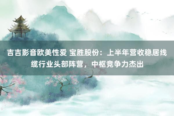 吉吉影音欧美性爱 宝胜股份：上半年营收稳居线缆行业头部阵营，中枢竞争力杰出